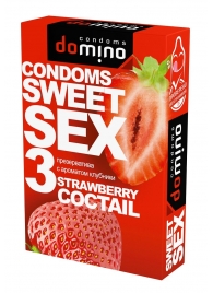 Презервативы для орального секса DOMINO Sweet Sex с ароматом клубничного коктейля  - 3 шт. - Domino - купить с доставкой в Долгопрудном