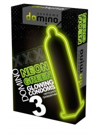 Презервативы DOMINO Neon Green со светящимся в темноте кончиком - 3 шт. - Domino - купить с доставкой в Долгопрудном