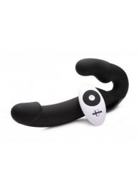 Черный безремневой страпон Urge Silicone Strap On с пультом ДУ - 24 см. - XR Brands - купить с доставкой в Долгопрудном