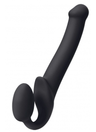Черный безремневой страпон Silicone Bendable Strap-On M - Strap-on-me - купить с доставкой в Долгопрудном