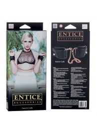Черные мягкие наручники Entice French Cuffs с цепью - California Exotic Novelties - купить с доставкой в Долгопрудном