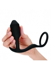 Черное эрекционное кольцо с анальным плагом Snug   Tug - b-Vibe - в Долгопрудном купить с доставкой