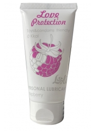Лубрикант на водной основе с ароматом малины Love Protection Raspberry - 50 мл. - Lola Games - купить с доставкой в Долгопрудном