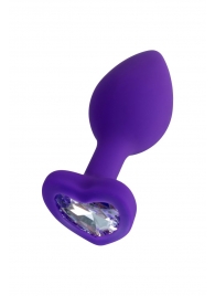 Фиолетовая анальная втулка Diamond Heart с прозрачным кристаллом - 7 см. - ToyFa - купить с доставкой в Долгопрудном