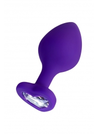 Фиолетовая анальная втулка Diamond Heart с прозрачным кристаллом - 8 см. - ToyFa - купить с доставкой в Долгопрудном