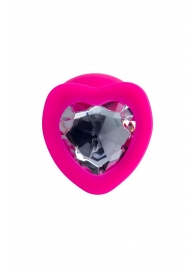Розовая анальная втулка Diamond Heart с прозрачным кристаллом - 9,5 см. - ToyFa - купить с доставкой в Долгопрудном