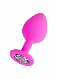 Розовая анальная втулка Brilliant с прозрачным кристаллом - 8 см. - ToyFa - купить с доставкой в Долгопрудном