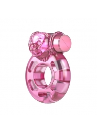 Розовое эрекционное кольцо с вибрацией Pink Bear - Baile - в Долгопрудном купить с доставкой