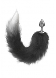 Серебристая анальная пробка с черным хвостом Galaxy - Lola Games - купить с доставкой в Долгопрудном