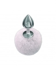 Серебристая анальная пробка с белым пушистым хвостиком Twinkle - Lola Games - купить с доставкой в Долгопрудном