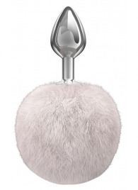 Серебристая анальная пробка с белым пушистым хвостиком Twinkle - Lola Games - купить с доставкой в Долгопрудном