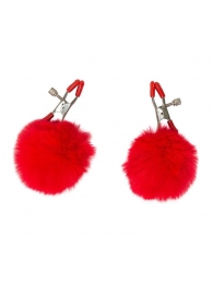 Зажимы на соски Angelic с красными меховыми шариками - Lola Games - купить с доставкой в Долгопрудном