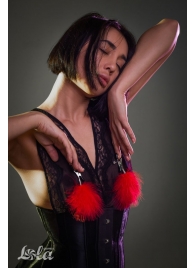 Зажимы на соски с красным пухом Euphoric - Lola Games - купить с доставкой в Долгопрудном