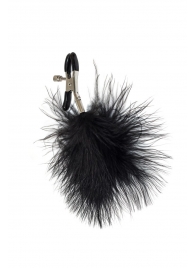 Зажимы на соски с черным пухом Euphoric - Lola Games - купить с доставкой в Долгопрудном