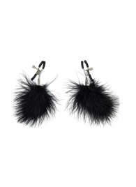 Зажимы на соски с черным пухом Euphoric - Lola Games - купить с доставкой в Долгопрудном