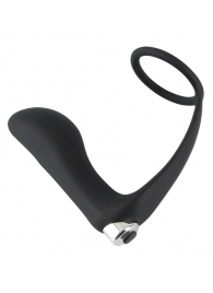Черное эрекционное кольцо с анальной вибропробкой Vibrating Ring   Plug - Orion - в Долгопрудном купить с доставкой