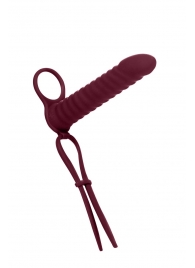 Бордовая вибронасадка для двойного проникновения Rori - 17 см. - Lola Games - купить с доставкой в Долгопрудном