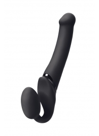 Черный безремневой вибрострапон Silicone Bendable Strap-On M - Strap-on-me - купить с доставкой в Долгопрудном