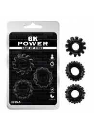 Набор из 3 черных эрекционных колец Gear Up Rings - Chisa - в Долгопрудном купить с доставкой
