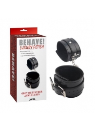 Черные оковы на ноги Obey Me Leather Ankle Cuffs - Chisa - купить с доставкой в Долгопрудном