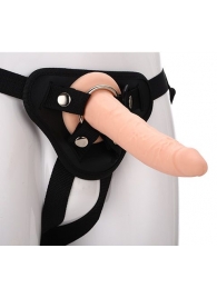 Телесный страпон на черных трусиках STRAP ON REAL DILDO - 20 см. - Dream Toys - купить с доставкой в Долгопрудном