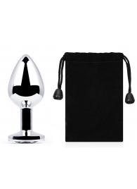 Серебристая анальная пробка с прозрачным стразом - 7,2 см. - Anal Jewelry Plug - купить с доставкой в Долгопрудном