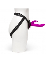 Лиловый страпон Rechargeable Vibrating Strap-On Harness Set - 17,6 см. - Happy Rabbit - купить с доставкой в Долгопрудном