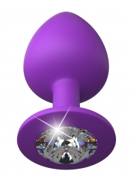 Фиолетовая анальная пробка со стразом Her Little Gem Large Plug - 9,5 см. - Pipedream - купить с доставкой в Долгопрудном