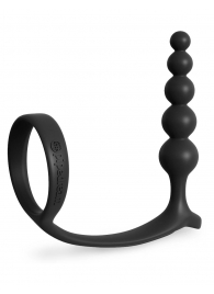 Черная анальная цепочка с эрекционным кольцом Ass-gasm Cockring Anal Beads - Pipedream - в Долгопрудном купить с доставкой