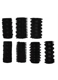 Набор из 7 черных насадок PENIS SLEEVES SET - Dream Toys - в Долгопрудном купить с доставкой