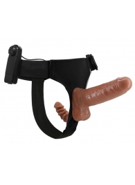 Страпон с вагинальной пробкой и вибрацией Ultra Passionate Harness - 16 см. - Baile - купить с доставкой в Долгопрудном