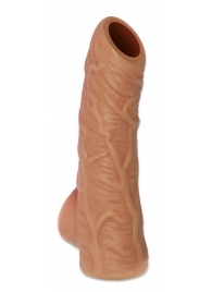 Телесная открытая насадка-реалистик с подхватом мошонки Nude Sleeve L - 14 см. - KOKOS - в Долгопрудном купить с доставкой