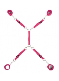Ярко-розовый набор фиксаций на кровати Classic Bed Spreader - Lux Fetish - купить с доставкой в Долгопрудном