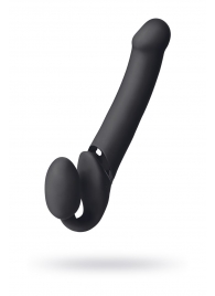Черный безремневой вибрострапон Vibrating Bendable Strap-On L - Strap-on-me - купить с доставкой в Долгопрудном