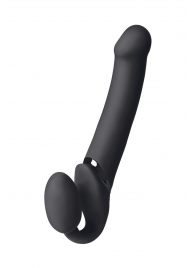 Черный безремневой вибрострапон Vibrating Bendable Strap-On L - Strap-on-me - купить с доставкой в Долгопрудном