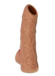 Телесная открытая насадка-реалистик с подхватом мошонки Nude Sleeve S - 10 см. - KOKOS - в Долгопрудном купить с доставкой