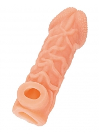 Телесная закрытая насадка с венками Cock Sleeve Size S - 13,8 см. - KOKOS - в Долгопрудном купить с доставкой