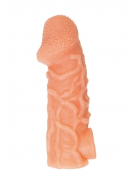 Телесная закрытая насадка с венками Cock Sleeve Size L - 17,6 см. - KOKOS - в Долгопрудном купить с доставкой