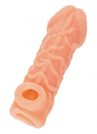 Телесная закрытая насадка с венками Cock Sleeve Size L - 17,6 см. - KOKOS - в Долгопрудном купить с доставкой