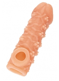 Телесная закрытая насадка с пучками шишечек Cock Sleeve Size M - 15,6 см. - KOKOS - в Долгопрудном купить с доставкой