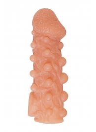 Телесная закрытая насадка с шариками Cock Sleeve Size L - 17,6 см. - KOKOS - в Долгопрудном купить с доставкой