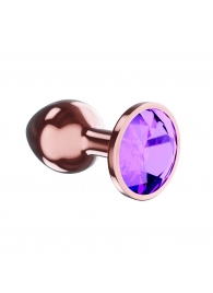 Пробка цвета розового золота с фиолетовым кристаллом Diamond Amethyst Shine L - 8,3 см. - Lola Games - купить с доставкой в Долгопрудном
