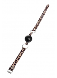 Черный кляп-шар на леопардовых ремешках Anonymo - ToyFa - купить с доставкой в Долгопрудном