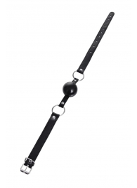 Черный кляп-шар на кожаных ремешках Anonymo - ToyFa - купить с доставкой в Долгопрудном