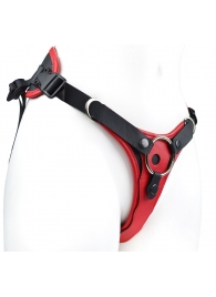 Красно-черный женский пояс с 2 способами крепления насадок - LOVETOY (А-Полимер) - купить с доставкой в Долгопрудном