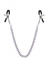 Зажимы для сосков с фиолетовой цепочкой Sweet Caress Nipple Chain - Sweet Caress - купить с доставкой в Долгопрудном