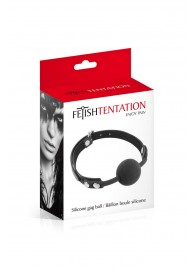 Черный силиконовый кляп-шарик на ремешках - Fetish Tentation - купить с доставкой в Долгопрудном