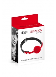 Красный кляп-шарик на черных ремешках - Fetish Tentation - купить с доставкой в Долгопрудном