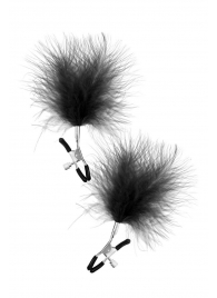 Зажимы на соски с черными пуховыми кисточками Sweet Caress Feather Nipple Clumps - Sweet Caress - купить с доставкой в Долгопрудном