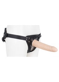 Пустотелый страпон Harness CLASSIC с бандажом - 19,5 см. - LOVETOY (А-Полимер) - купить с доставкой в Долгопрудном